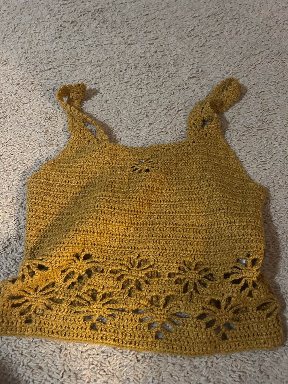 American Eagle Outfitters Mustard Crochet Lace-Hem Camisole
